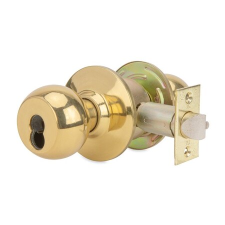 Grade 2 Commercial Knob In Polished Brass - Storeroom Function With I.C. Core